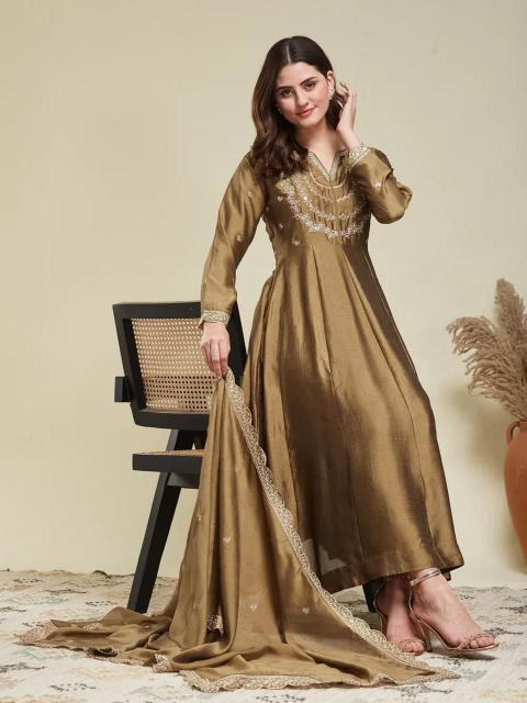 Krunique anarkali 3pcs wholesale kurti market in ludhiana